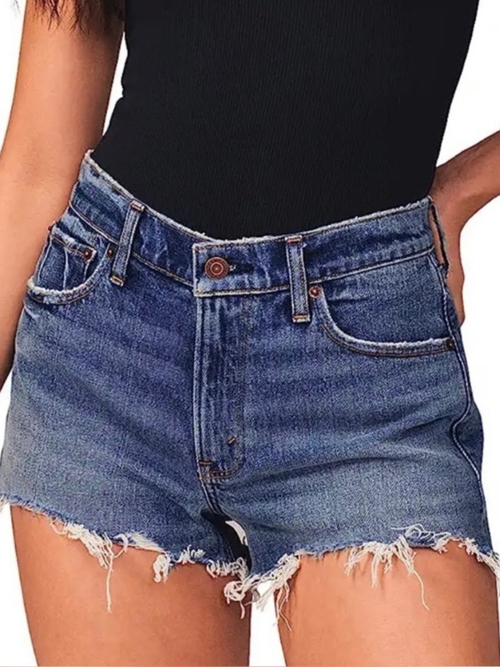 Abercrombie & Fitch Curve Love The Mom Short Mid Rise Denim Jean Shorts 27 4